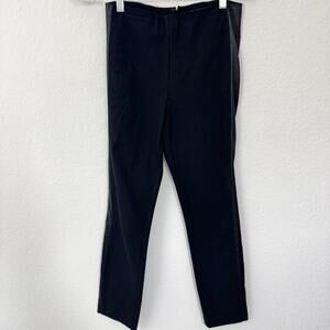 Rag & Bone Womens Straight Stretch Dress Pant Size 2 Lamb Leather Trim Black